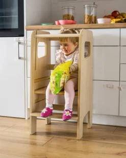 Zabudowany Kitchen Helper dla dzieci Dąb