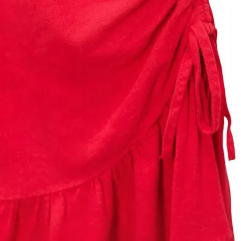 ZARA Piękna Kopertowa Sukienka z Lnem FUKSJA LUX S