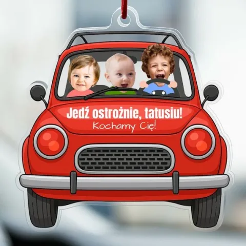 Zawieszka do Auta ze Zdjęciem Dzieci dla Taty Prezent na Dzień Ojca