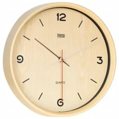 Zegar ścienny 30cm jasny brąz PŁYNNA praca WSKAZÓWEK