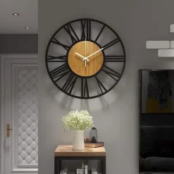 Zegar Ścienny 3D Metalowy Wiszący Vintage Rzymski Na Ścianę Loft 40cm Cichy
