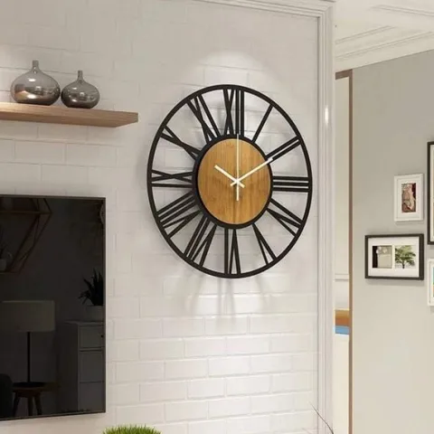 Zegar Ścienny 3D Metalowy Wiszący Vintage Rzymski Na Ścianę Loft 80cm Cichy