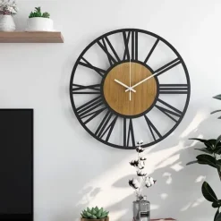 Zegar Ścienny 3D Metalowy Wiszący Vintage Rzymski Na Ścianę Loft 80cm Cichy