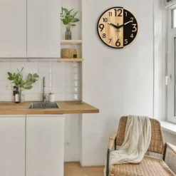 Zegar ścienny drewniany Dębowy BERLIN 33 cm cichy