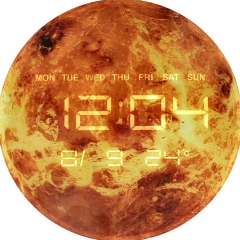 Zegar Ścienny Nowoczesny Planeta Mars z Wyświetlaczem LED 32 cm 12/24H