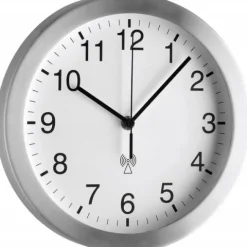 Zegar ścienny sterowany radiowo 25cm DCF77 aluminium