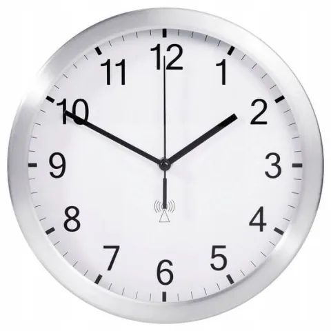 Zegar ścienny sterowany radiowo 25cm DCF77 aluminium