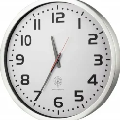 Zegar ścienny sterowany radiowo 50cm DCF77 aluminium