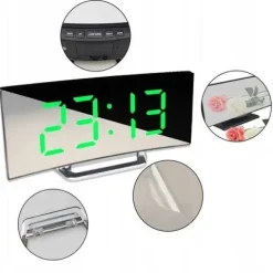 ZEGAR CYFROWY NOWOCZESNY ELEKTRONICZNY STOJĄCY BUDZIK LED ZIELONY