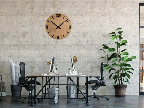 ZEGAR DREWNIANY Ścienny Dębowy MODESTO 40 cm cichy DĄB DUŻY SLIM