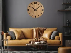 ZEGAR DREWNIANY Ścienny Dębowy MODESTO 40 cm cichy DĄB DUŻY SLIM
