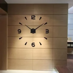 Zegar Przyklejany Nowoczesny Na Ścianę 3D Cichy 120 cm Czarny Ścienny
