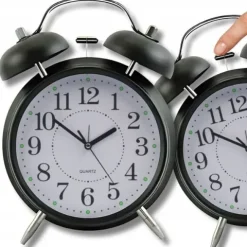 Zegar Retro BUDZIK klasyczny baterie GŁOŚNY alarm ZEGAREK Z KOWADEŁKIEM