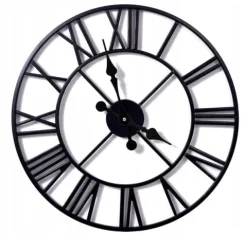 ZEGAR RZYMSKI VINTAGE RETRO LOFTOWY CZARNY METALOWY ŚCIENNY DUŻY LOFT 50 cm