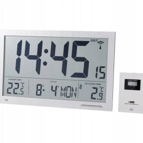 Zegar sterowany radiowo czujnik zewnętrzny °C