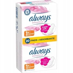 Zestaw Always Podpaski ze skrzydełkami Normal Sensitive rozm 1, 20 sztuk x2