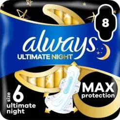 Zestaw Always Ultimate Night Podpaski ze skrzydełkami, rozmiar 6, 8 sztuk