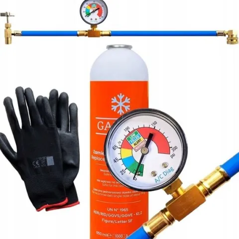 Zestaw do Napełniania Nabijania Klimatyzacji Aut GAZ r134a DUŻA PUSZKA 900g