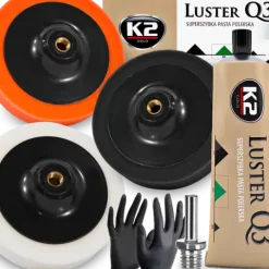 ZESTAW GĄBKI PADY POLERSKIE 145 MM K2 PASTA POLERSKA DO POLEROWANIA LAKIERU
