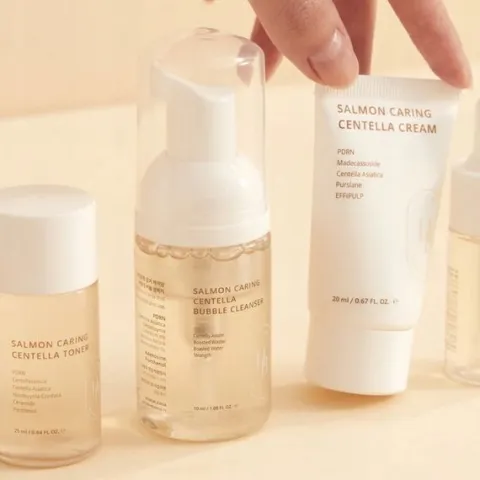 Zestaw kosmetyków Mini tonik 25ml pianka 30ml krem 20ml serum 13ml Heveblue
