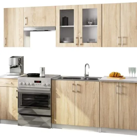 ZESTAW KUCHENNY Z WITRYNĄ LIMA 2.4M H720 BIAŁY / DĄB SONOMA