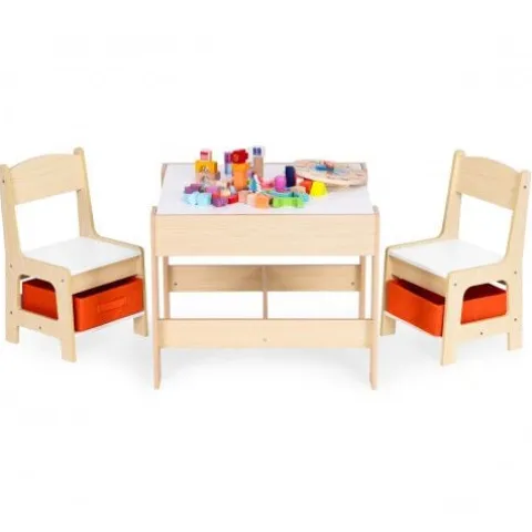 ZESTAW MEBLI DZIECIĘCYCH ECOTOYS MDF Z TABLICĄ KREDOWĄ I SCHOWKIEM