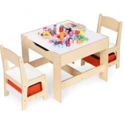 ZESTAW MEBLI DZIECIĘCYCH ECOTOYS MDF Z TABLICĄ KREDOWĄ I SCHOWKIEM