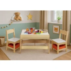 ZESTAW MEBLI DZIECIĘCYCH ECOTOYS MDF Z TABLICĄ KREDOWĄ I SCHOWKIEM