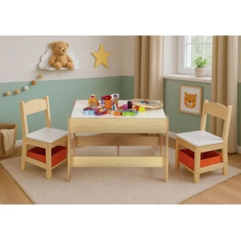 ZESTAW MEBLI DZIECIĘCYCH ECOTOYS MDF Z TABLICĄ KREDOWĄ I SCHOWKIEM