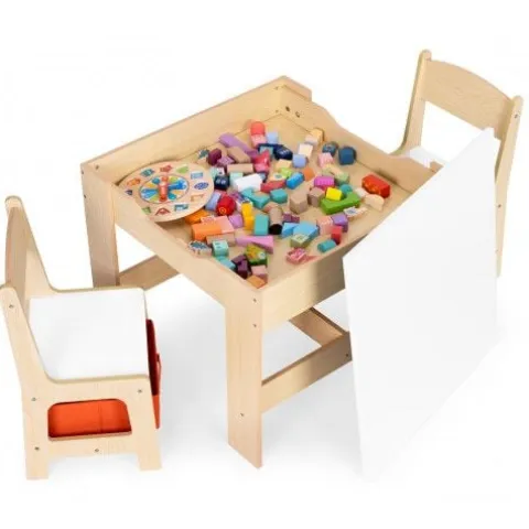 ZESTAW MEBLI DZIECIĘCYCH ECOTOYS MDF Z TABLICĄ KREDOWĄ I SCHOWKIEM