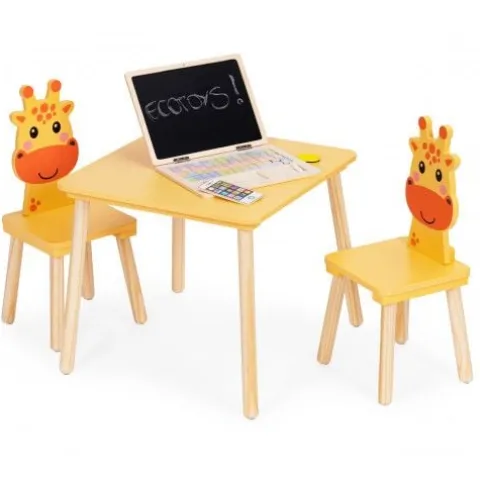 ZESTAW MEBLI DZIECIĘCYCH ECOTOYS DREWNIANE MOTYW ŻYRAFA