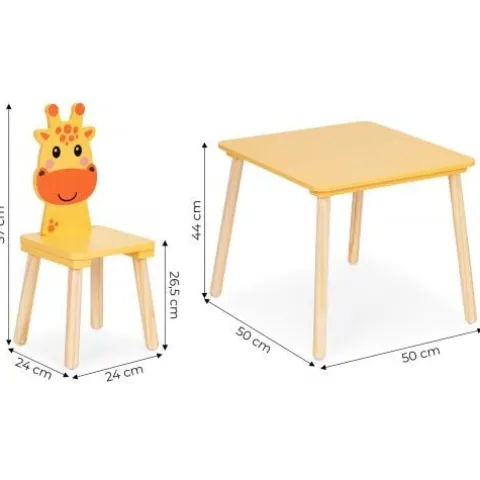 ZESTAW MEBLI DZIECIĘCYCH ECOTOYS DREWNIANE MOTYW ŻYRAFA