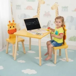 ZESTAW MEBLI DZIECIĘCYCH ECOTOYS DREWNIANE MOTYW ŻYRAFA