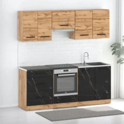 Zestaw Mebli Kuchennych Z Blatem Mały 2.0m Wotan Dąb Wotan San Sebastian