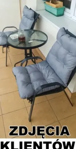 ZESTAW MEBLI NA BALKON TARAS ZESTAW STÓŁ KRZESŁA PODUSZKI OGRODOWE KOMPLET