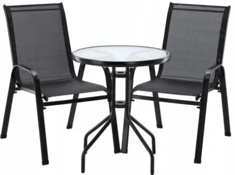 ZESTAW MEBLI OGRODOWYCH GardenLine METAL/ SZARY 2 KRZESŁA, STOLIK