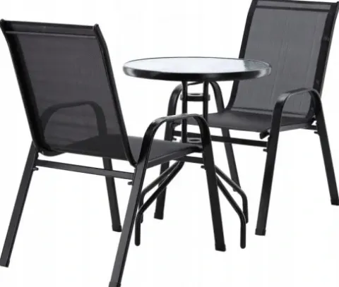 ZESTAW MEBLI OGRODOWYCH GardenLine METAL/ SZARY 2 KRZESŁA, STOLIK