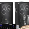 ZESTAW NAGŁOŚNIENIA 600W KOLUMNY GŁOŚNIKOWE + 2 MIKROFONY KARAOKE BLUETOOTH