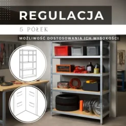 Zestaw regałów metalowych 2 szt. 150x75x30cm 625kg z 5 półkami do garażu, piwnicy