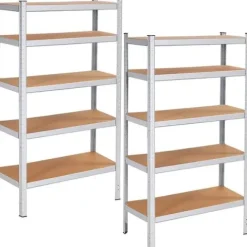 Zestaw regałów metalowych 2 szt. 150x75x30cm 625kg z 5 półkami do garażu, piwnicy