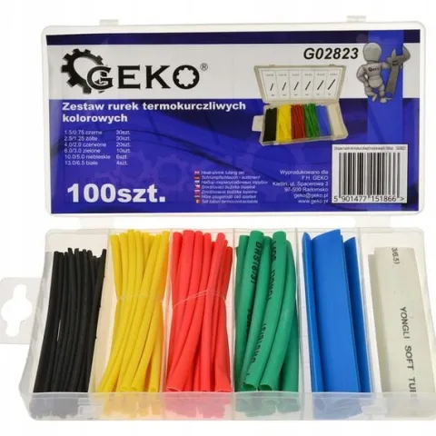 Zestaw rurek termokurczliwych kolorowych GEKO 100 szt. mix G02823