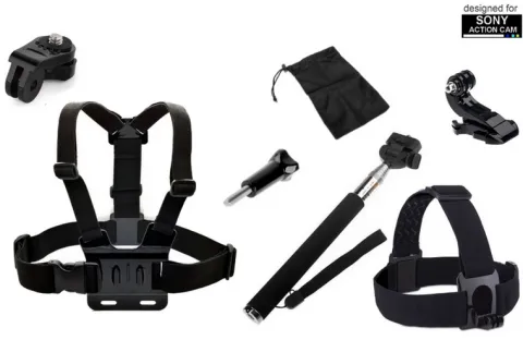 ZESTAW STARTOWY 7W1 - SZELKI, MONOPOD, GŁOWA, HOOK DO SONY ACTION CAM