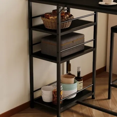 Zestaw stół + krzesła barowe jadalniany z 2 stołkami czarny loft do kuchni