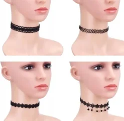 Zestaw 10 szt CHOKER naszyjnik rzemyk koronka boho B72_CC