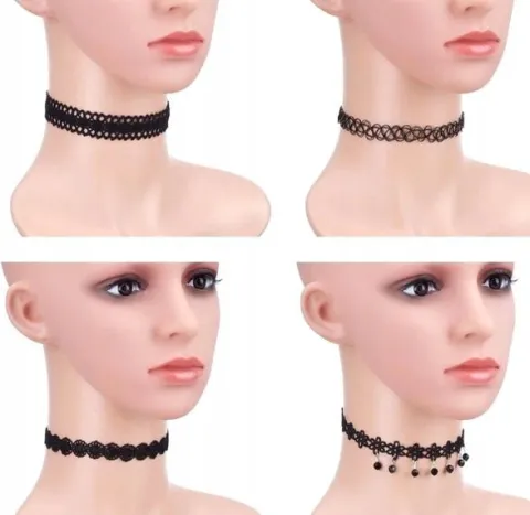 Zestaw 10 szt CHOKER naszyjnik rzemyk koronka boho B72_CC
