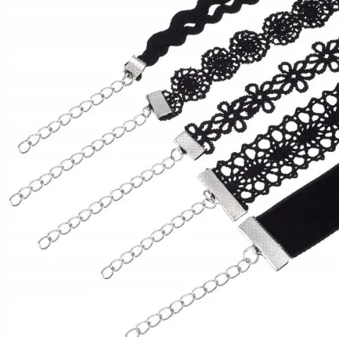Zestaw 10 szt CHOKER naszyjnik rzemyk koronka boho B72_CC