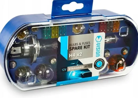 ZESTAW ZASOBNIK KOMPLET ŻARÓWEK ZAPASOWYCH 2x H4 12V + BEZPIECZNIKI 30 ELEM