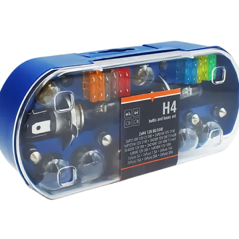 ZESTAW ZASOBNIK KOMPLET ŻARÓWEK ZAPASOWYCH 2x H4 12V + BEZPIECZNIKI 30 ELEM