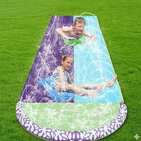 Zjeżdzalnia Wodna dla Dzieci Ślizg Wodny Ślizgawka Podwójna Fontanna 460 cm