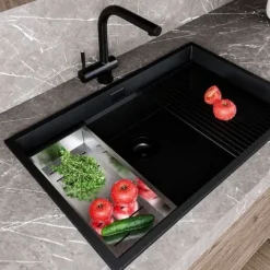 Zlewozmywak GLOBALO Miralio 80.1 Black/BL Mat